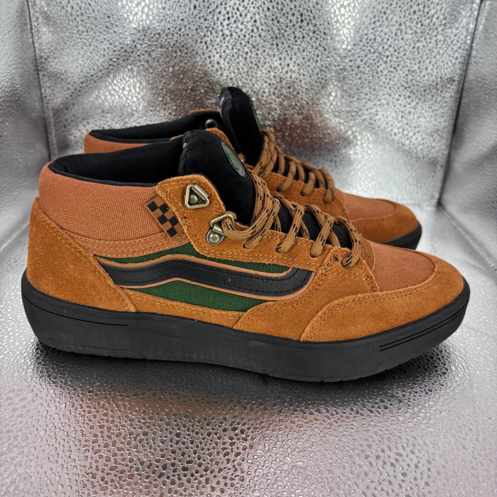 Vans Wayvee Skate Shoes Mens 6 Brown Green Black Suede Mid Top Sneakers 721356